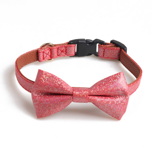 Glittering Adjustable Pet Collar with Bowknot for Dogs & Cats